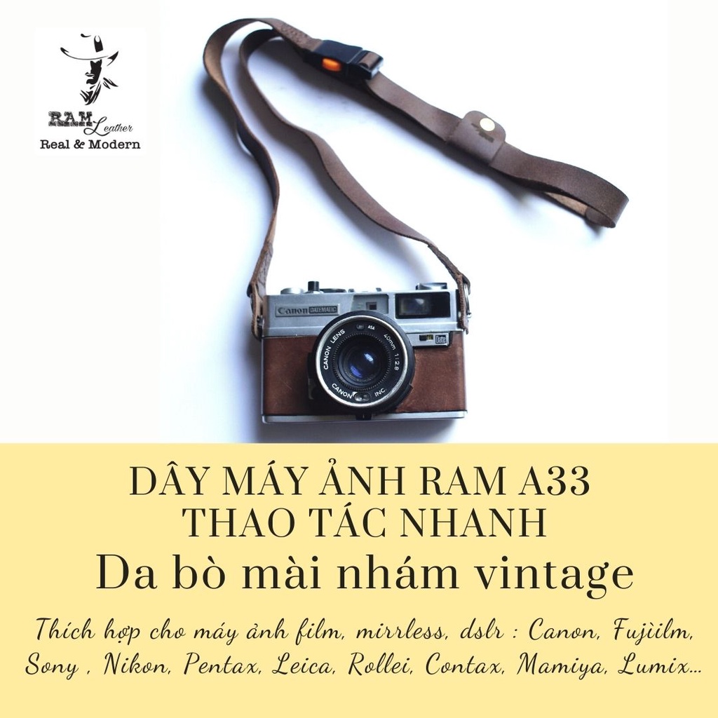 Dây máy ảnh vintage RAM Leather A3 da bò thật thay đổi cách đeo máy ảnh của bạn