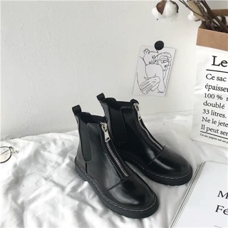 Boots nữ đen ulzzang korean, quảng châu khoá kéo