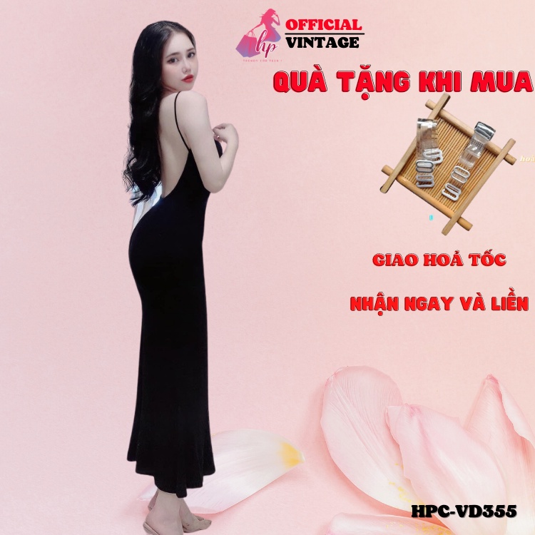 Đầm hai dây maxi đuôi cá body nữ, váy dáng dài sang chảnh 2dây tôn dáng màu đen VD355