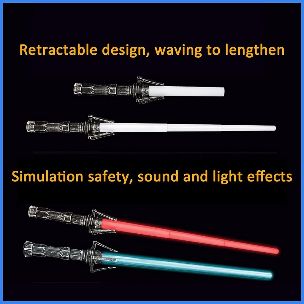 Thanh Kiếm Đồ Chơi 2 Trong 1 Có Đèn LED 7 Màu Và Đèn Laser Có Thể Đóng Mở