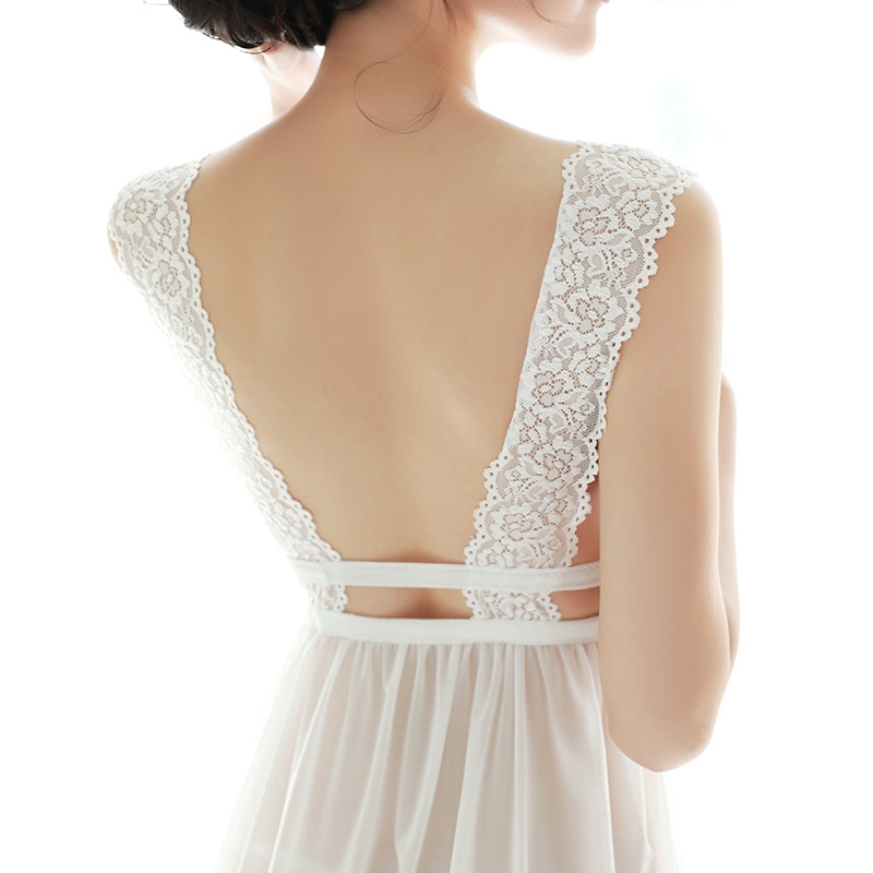 đồ ngủ sexy Đầm ngủ phối ren hoa quyến rũ cho nữ 7199