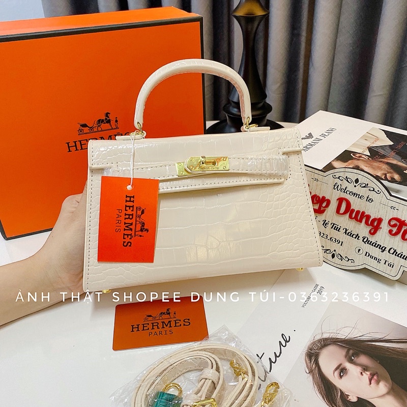 Túi xách nữ đeo chéo, túi H...m size 19, 22 dáng ngang da rắn sang chảnh