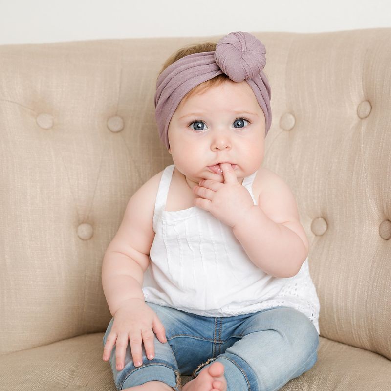 Băng đô vải màu trơn thiết kế xinh xắn cho bé gái