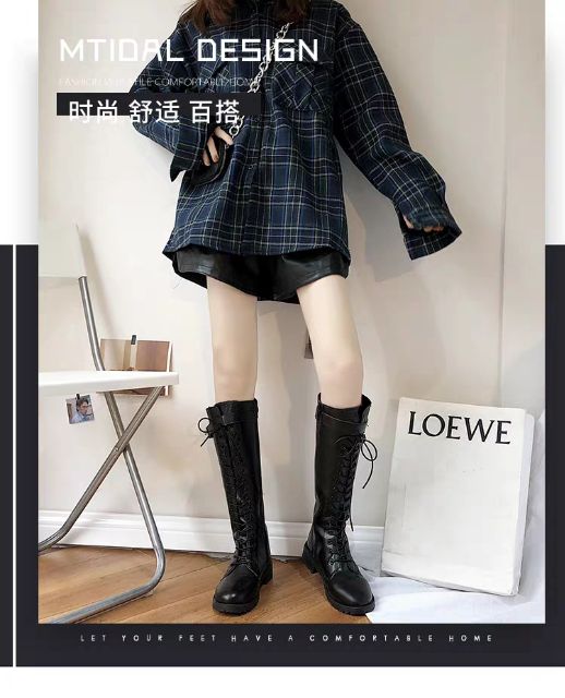 Order boots da PU mềm màu đen basic dành cho mùa thu đông 2019, hàng quảng châu loại đẹp
