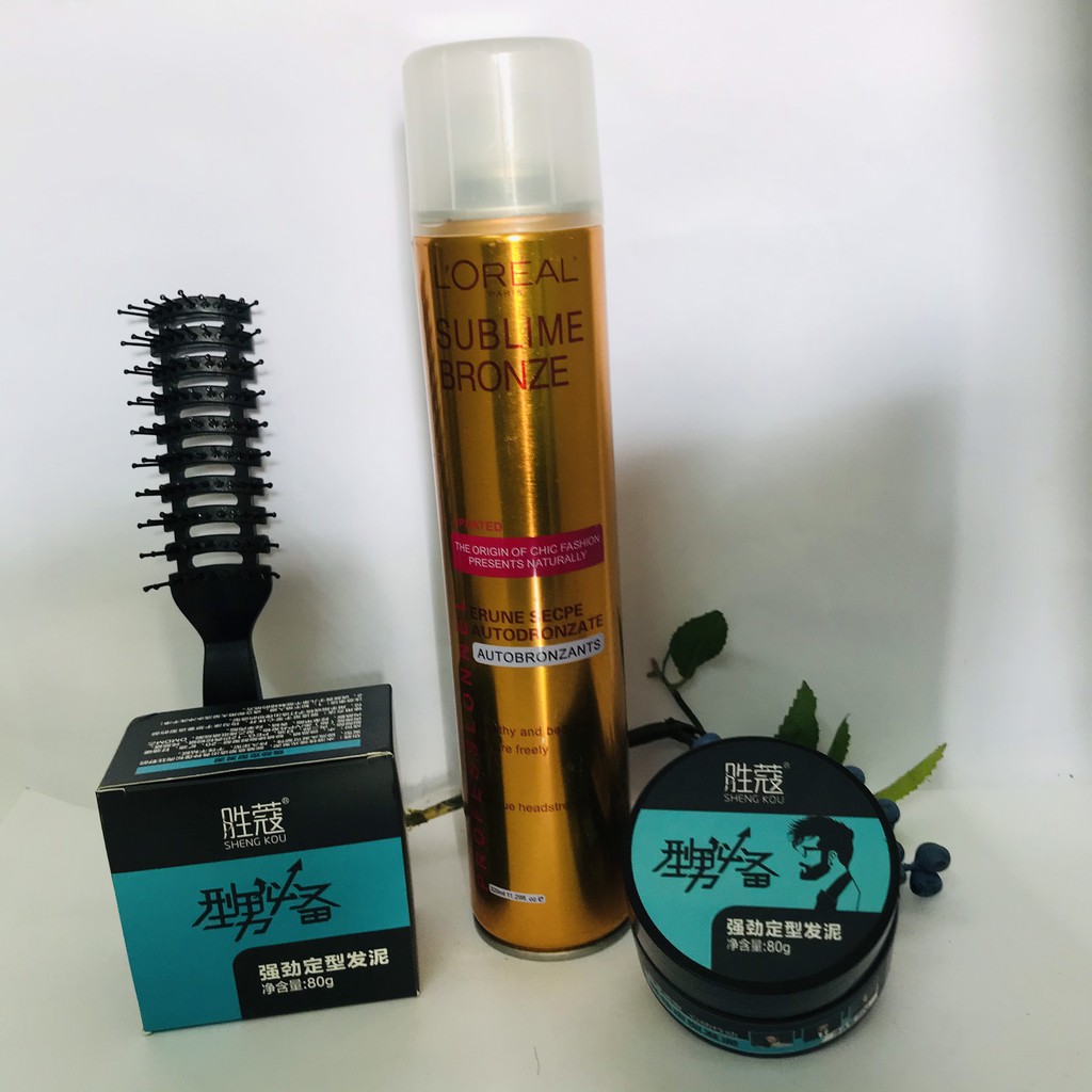 Combo Gôm Xịt Tóc Loreal Sublime Bronze + Sáp Vuốt Tóc SHENG KOU