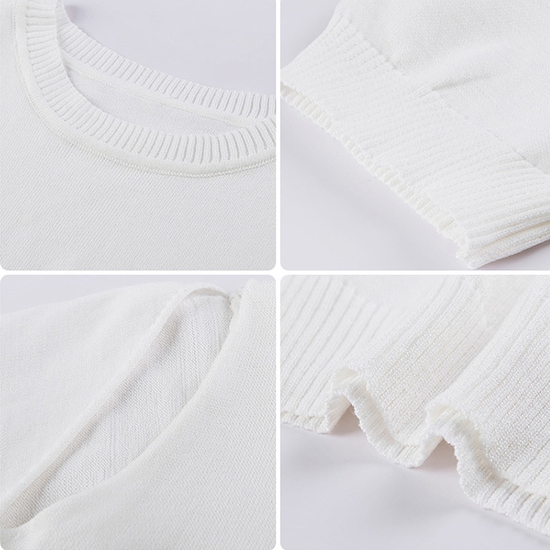 Áo Thun Dệt Kim Tay Ngắn Hở Vai Thời Trang Mùa Hè Cho Nữ