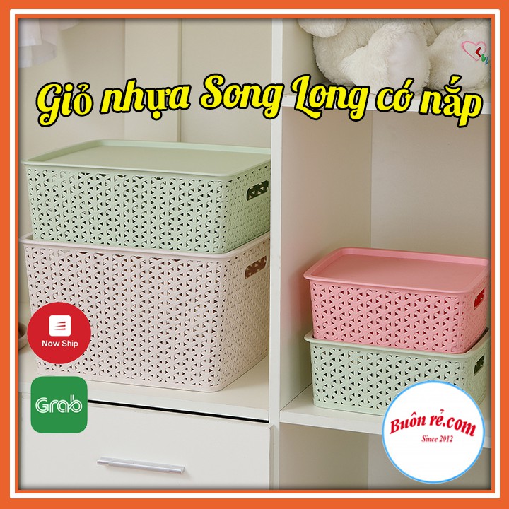 Giỏ nhựa Hàn Quốc Song Long có nắp hữu dụng 2572-2573-2574