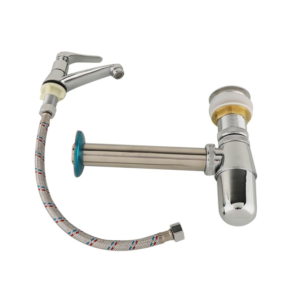 HomeBase MOYA Vòi lavabo chậu rửa SET MY-8111 bằng crom 20x5x32 màu bạc