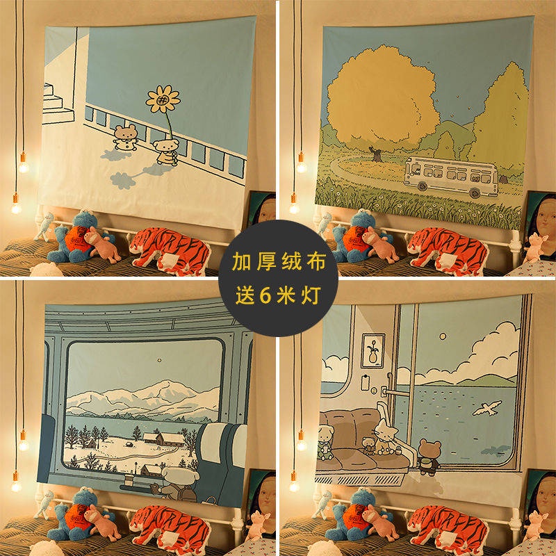 Vải treo tường trang trí Phông Nền Phòng Ngủ Ký Túc Xá Hoạt Hình INS