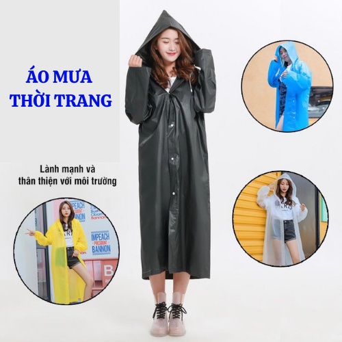 Áo Mưa Măng Tô, Áo Mưa Trong Suốt Chống Thấm Thời Trang Hàn Quốc