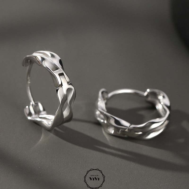 Bông tai bạc nam cá tính vòng xoắn đôi Douhelix – khuyên tai bạc ViVi_Gift