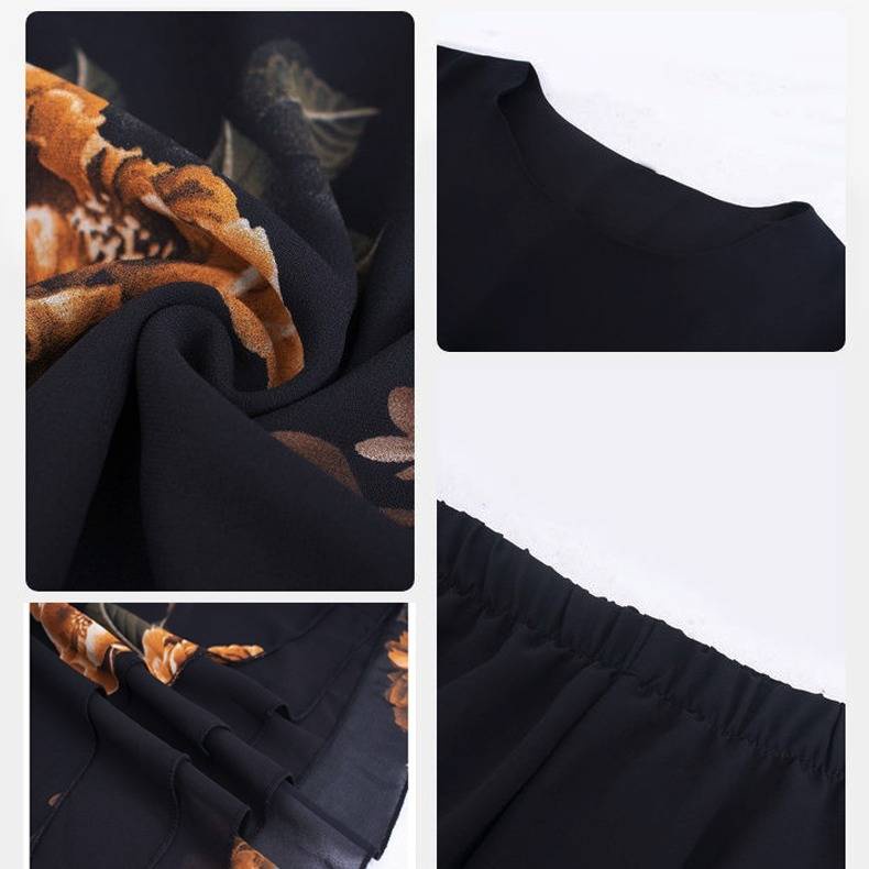 Bộ Áo chiffon + Quần Ống Rộng Thời Trang Mùa Hè Năm 2021 Mới Dành Cho Phụ Nữ Trung Niên