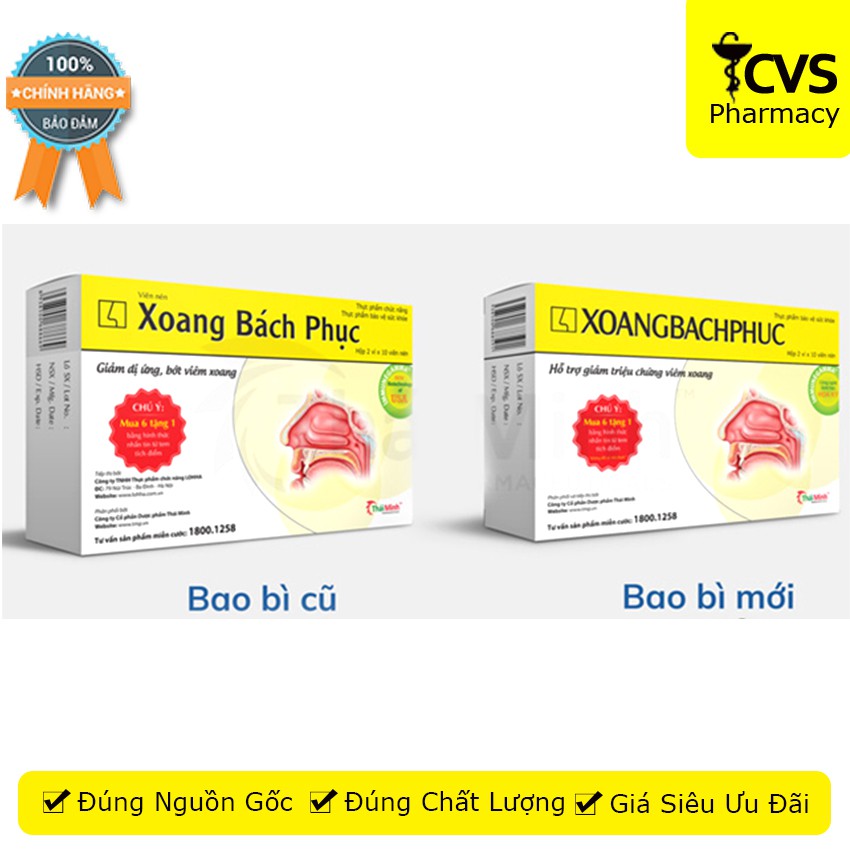 XOANG BÁCH PHỤC - Hỗ trợ điều trị viêm xoang, viêm mũi dị ứng Hộp 20 viên XOANGBACHPHUC - cvspharmacy