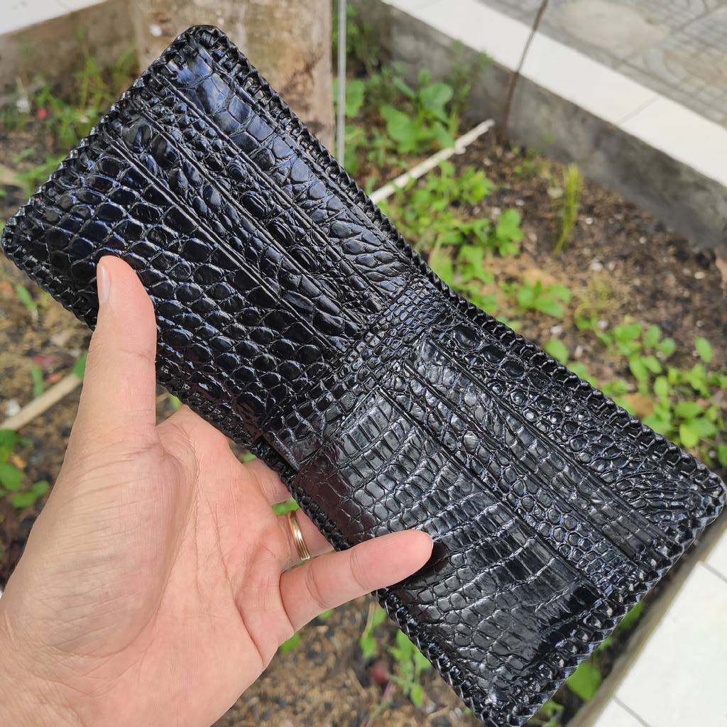 Ví Nam Da Cá Sấu.  Đan Viền Thủ Công Chắc Chắn!