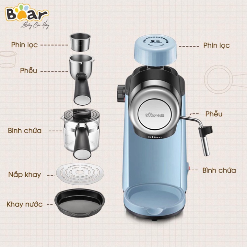 [Mã ELHADEV giảm 4% đơn 300K] Máy pha cà phê Espresso Bear CF-B02V1 (KFJ-A02N1)