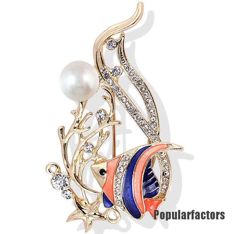 Ghim Cài Áo Hình Cá Và Ngọc Trai Sang Trọng