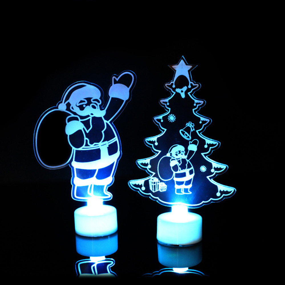 ❤LANSEL❤ Cute Night Light Children Led Light Santa Claus Lamp Festival Christmas Tree Hallway Acrylic Decoration Bedroom Decoration