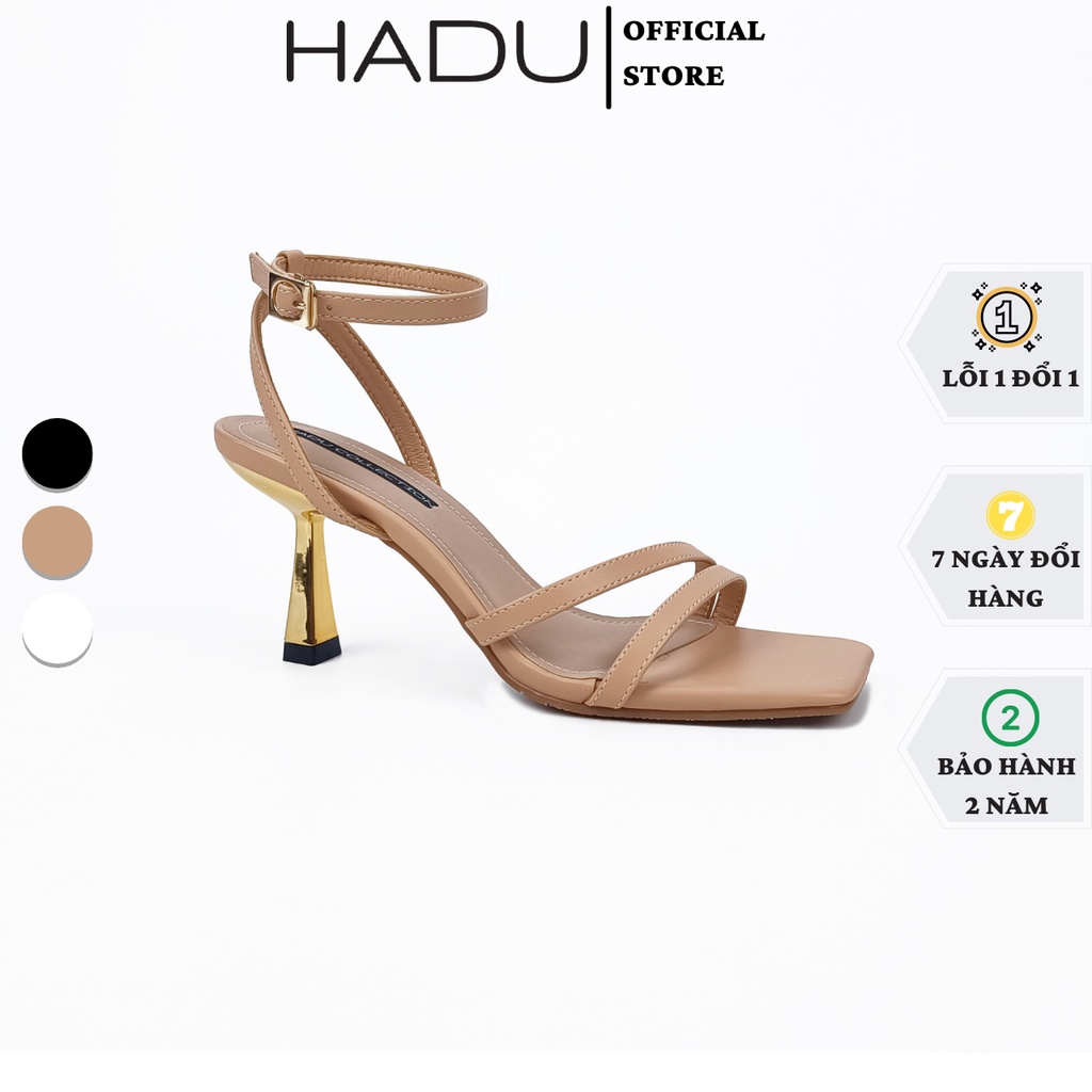 Giày Sandal cao gót 7p quai mảnh gót mạ Crom LUCY HADU M786 quai chéo