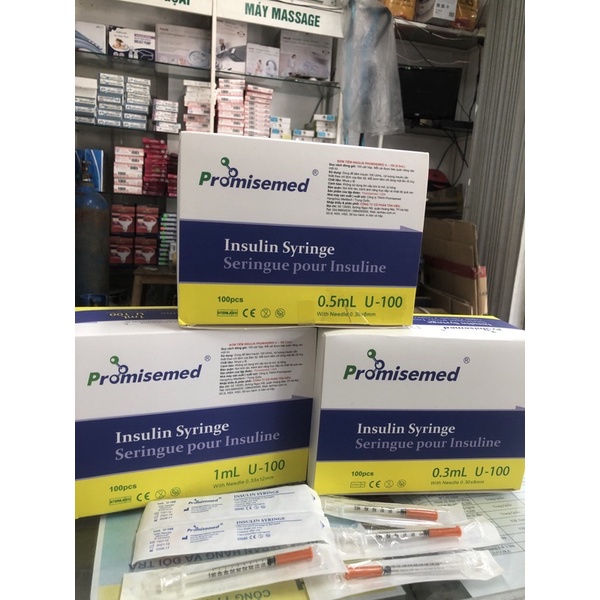❤️ Bơm kim tiêm tiểu đường insulin Promisemed 1ml 30G 100iu CANADA -Bơm kim Tiêm 1ml 30G Promisemed