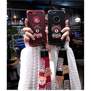Ốp lưng iphone Gấu 3D (kèm 2 dây đeo dài & ngắn)