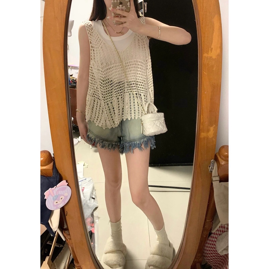 622081#Áo Dệt Kim Mỏng Không Tay Thời Trang Mùa Hè Dành Cho Nữ