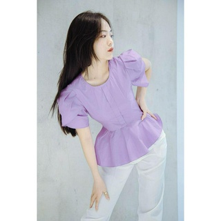 Áo peplum tay cánh hồng