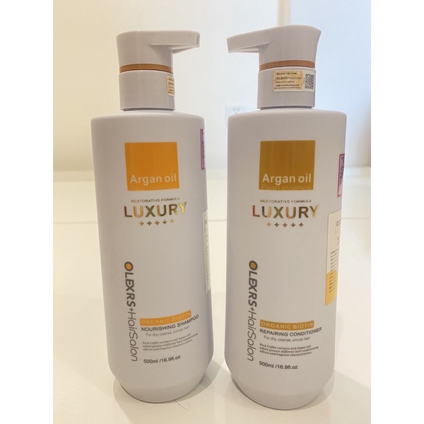 Bộ dầu gội xả Olexrs Argan Oil Collagen Hair Salon Cao Cấp Phục Hồi Tóc Hư Tổn Giúp Tóc Mềm Mượt