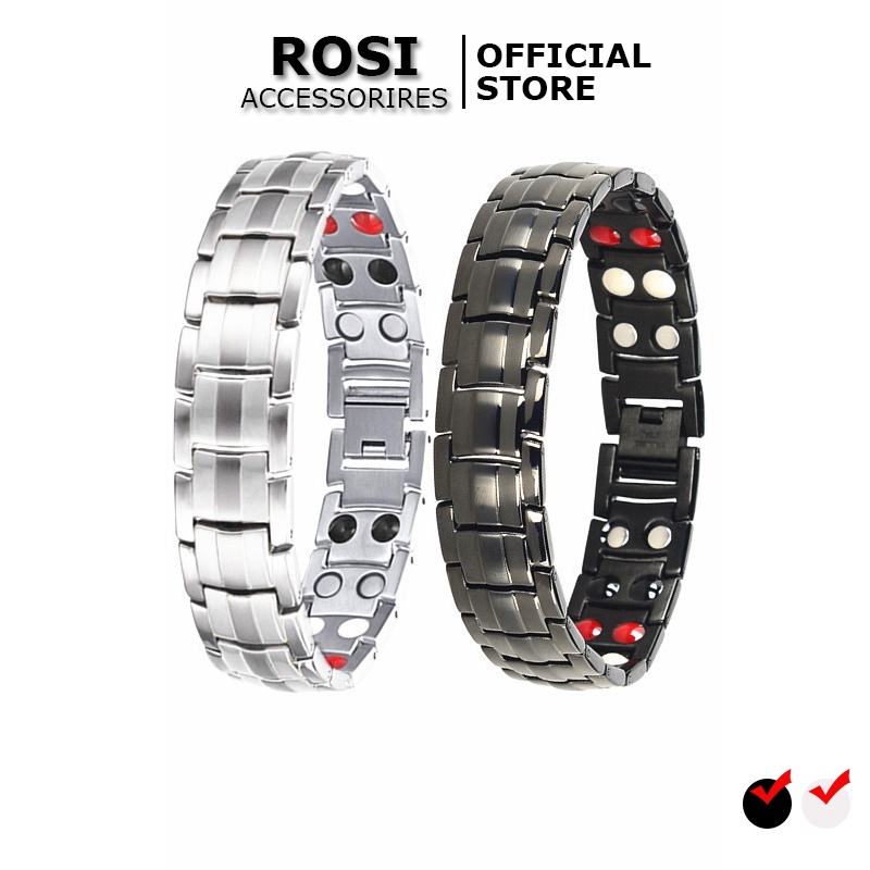 Lắc tay nam năng lượng ion âm từ tính, vòng đeo tay nam titanium cực chất