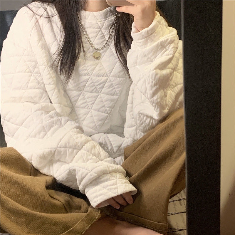 Áo sweater tay dài dáng rộng phong cách thu đông Hàn Quốc cho nữ