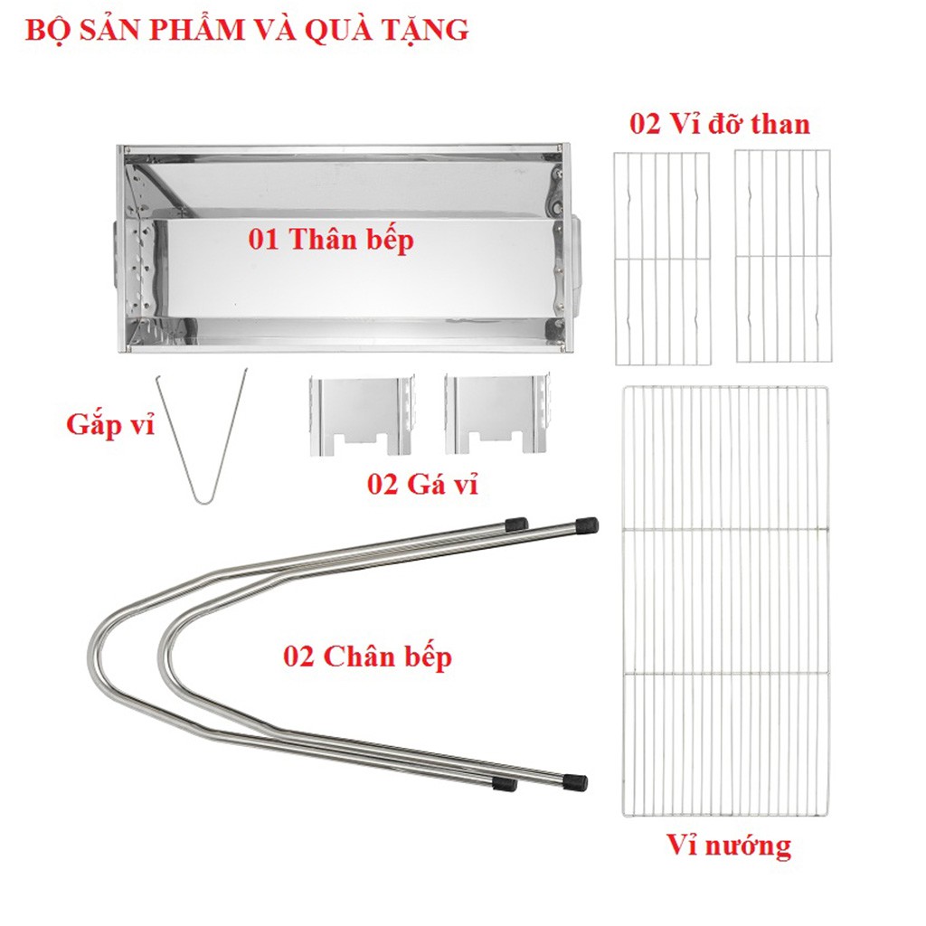 Bếp nướng than hoa TopV VCL thay đổi chiều cao vỉ, Bếp nướng than hoa không khói, nướng ngoài trời, lò nướng than inox -