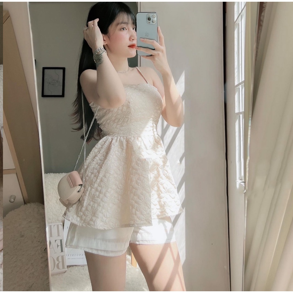 (Hàng Có Sẵn)Sét Áo BabyDoll Hai Dây Đũi Xốp Có Mút Ngực Kèm Quần Short Cực Đẹp (Ảnh thật ở cuối)