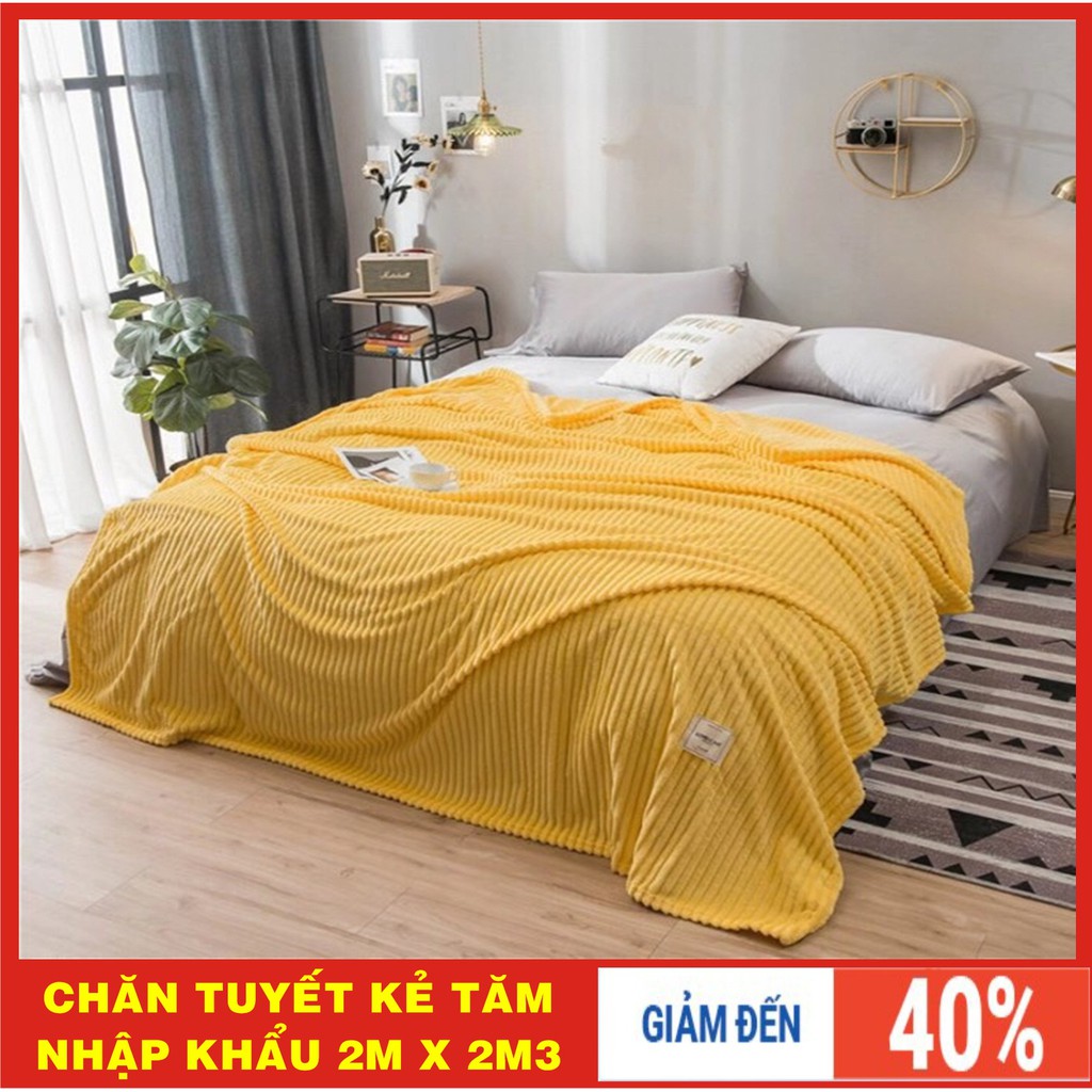 Chăn Tuyết Kẻ Tăm Thu Đông Mềm Mịn Nhập Khẩu Full 9 Màu (Kích Thước 2mx2m3 Nặng 1kg4)