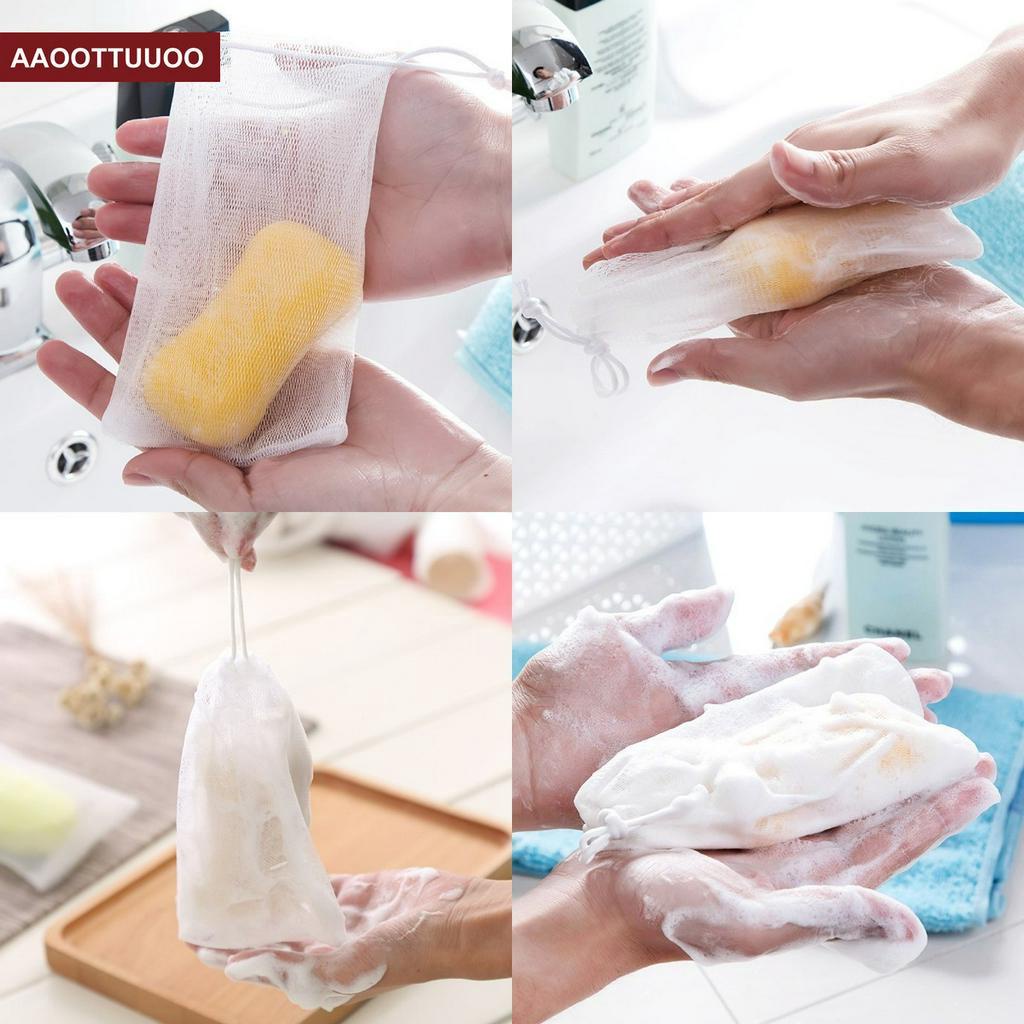 Túi lưới tạo bọt xà phòng thủ công chống ve làm sạch da sử dụng tiện lợi