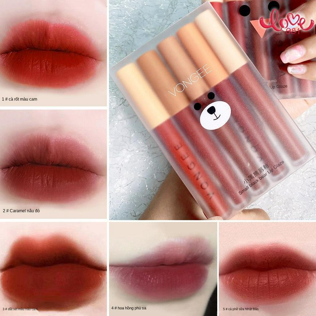 Bộ Son Kem Màu Nhung Lì Không Phai Kháng Nước Bền Màu Dưỡng Ẩm