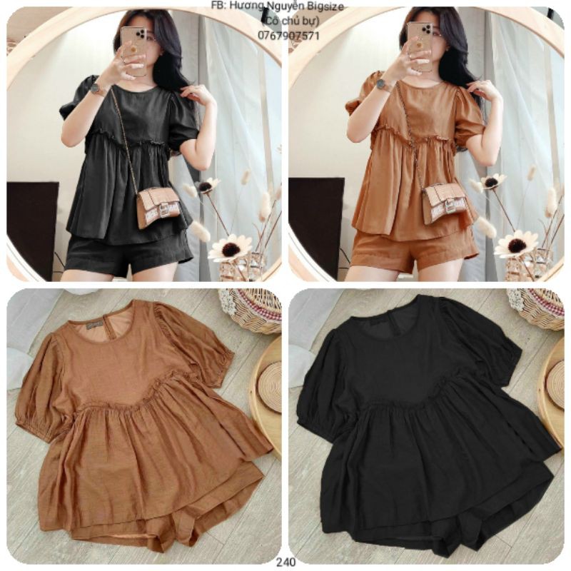 60-90kg Bigsize SÉT PEPLUM BÈO NGỰC