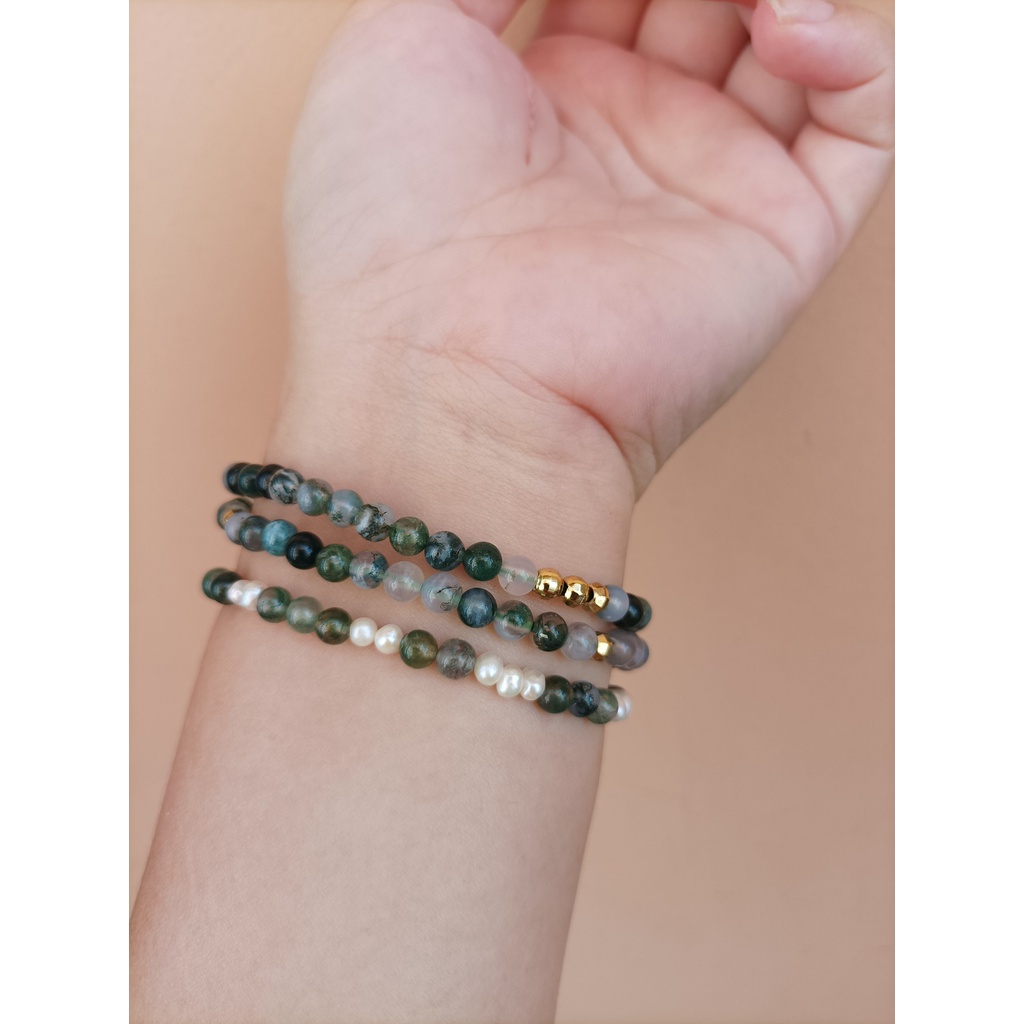 Vòng Tay Chuỗi Mã Não Rêu 4ly - Moss Agate Bracelet