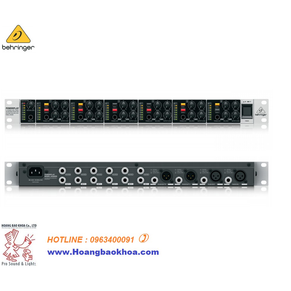 Âm ly tai nghe Behringer HA6000 - Headphones Amply Mixing and Distribution Amplifier - 6 Kênh