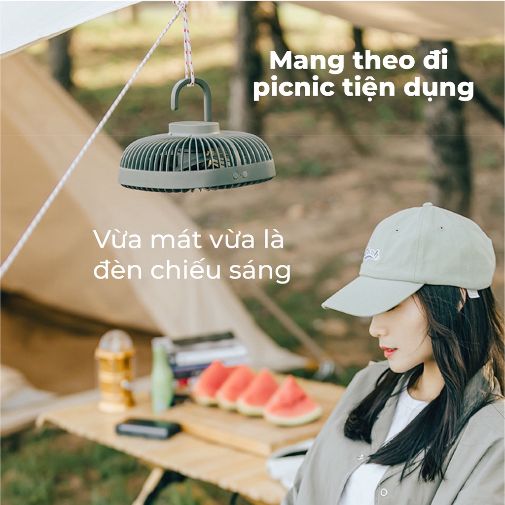 Quạt mini tích điện cao cấp, Quạt để bàn sạc tích điện kèm đèn tiện dụng hàng nội địa Trung