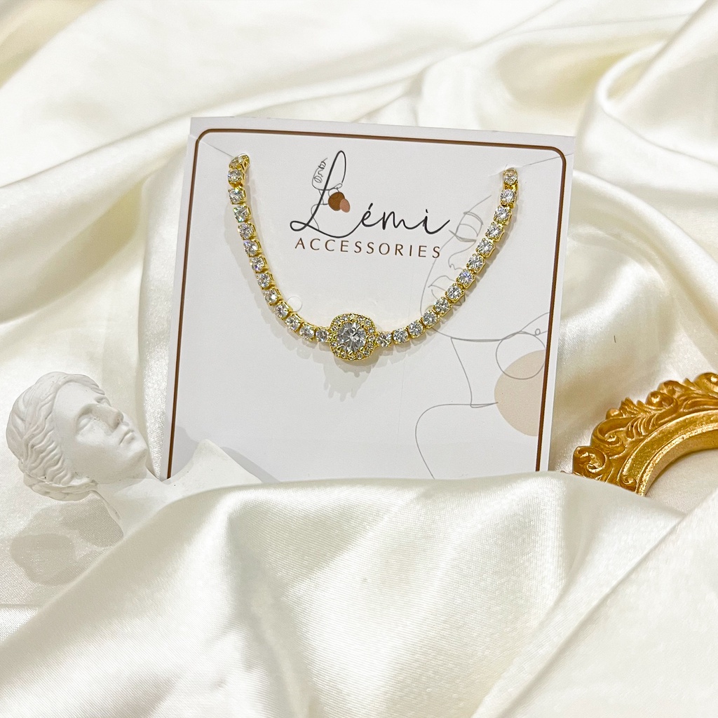 Vòng tay mặt đá vuông Lắc tay đính đá zircon lấp lánh phong cách vintage Lemi accessories