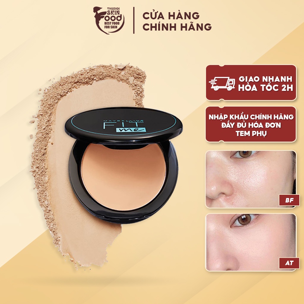 Phấn Nền Dạng Nén Che Phủ Hoàn Hảo, Kiềm Dầu Hiệu Quả Maybelline Fit Me Matte Poreless Powder SPF28 /PA+++ 6g Hộp Tròn