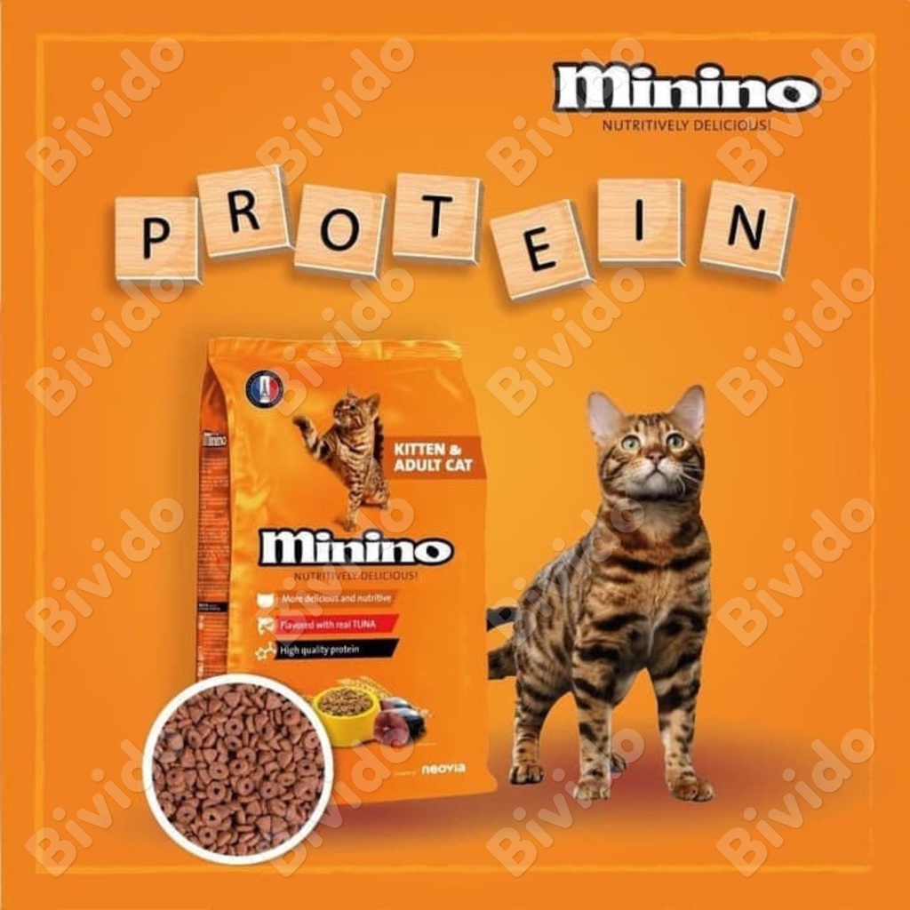 Thức ăn Minino mèo lớn và mèo con vị cá ngừ túi 480g - Bivido