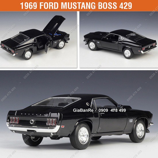 Xe Mô Hình Kim Loại Ford 1969 Mustang Boss 429 - Tỉ Lệ 1:24 - Welly - 8219.1