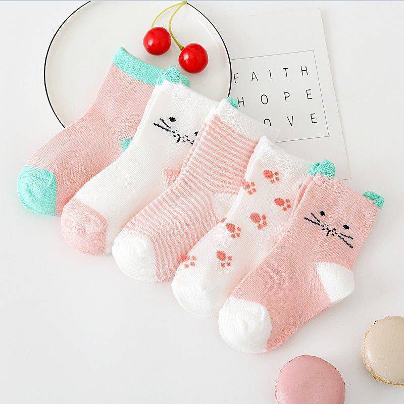 Bộ 5 đôi vớ cotton Yolody set tất Hàn Quốc đáng yêu cho bé 0-3 tuổi TB005