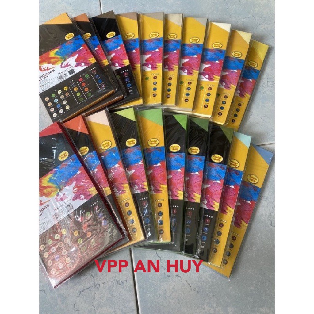 Bao thư màu 12 x 22cm ( xấp 10 cái )