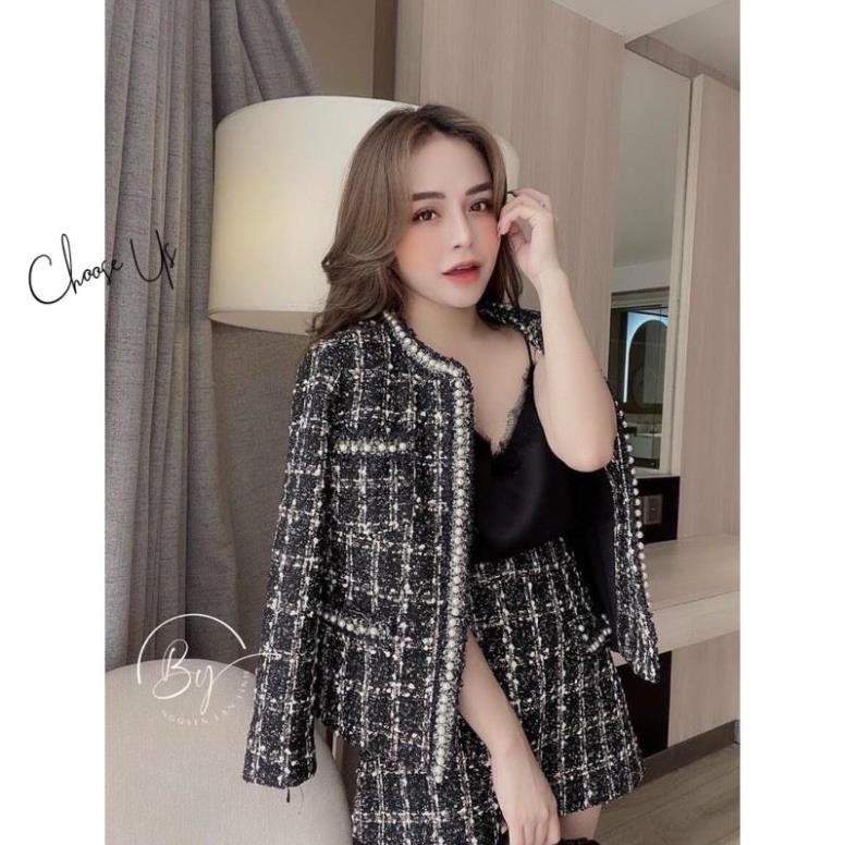 [Mã WAJAN27 hoàn 15% xu đơn 300k] Áo Dạ TWEED Đính Ngọc Hàn Quốc Choo | BigBuy360 - bigbuy360.vn