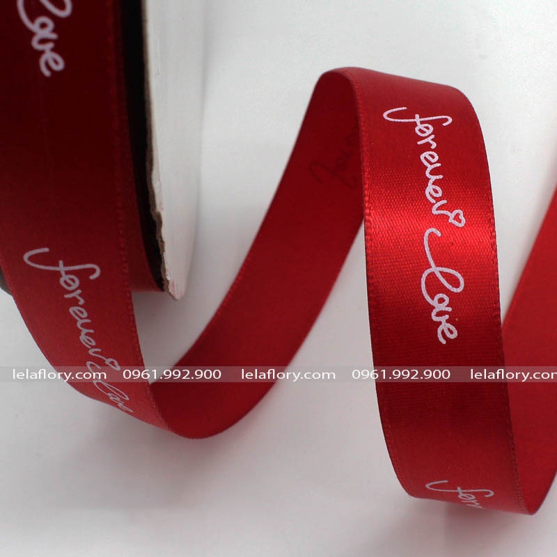 Ruy băng lụa Forever Love bản 2,5cm làm nơ đẹp - RUY0037