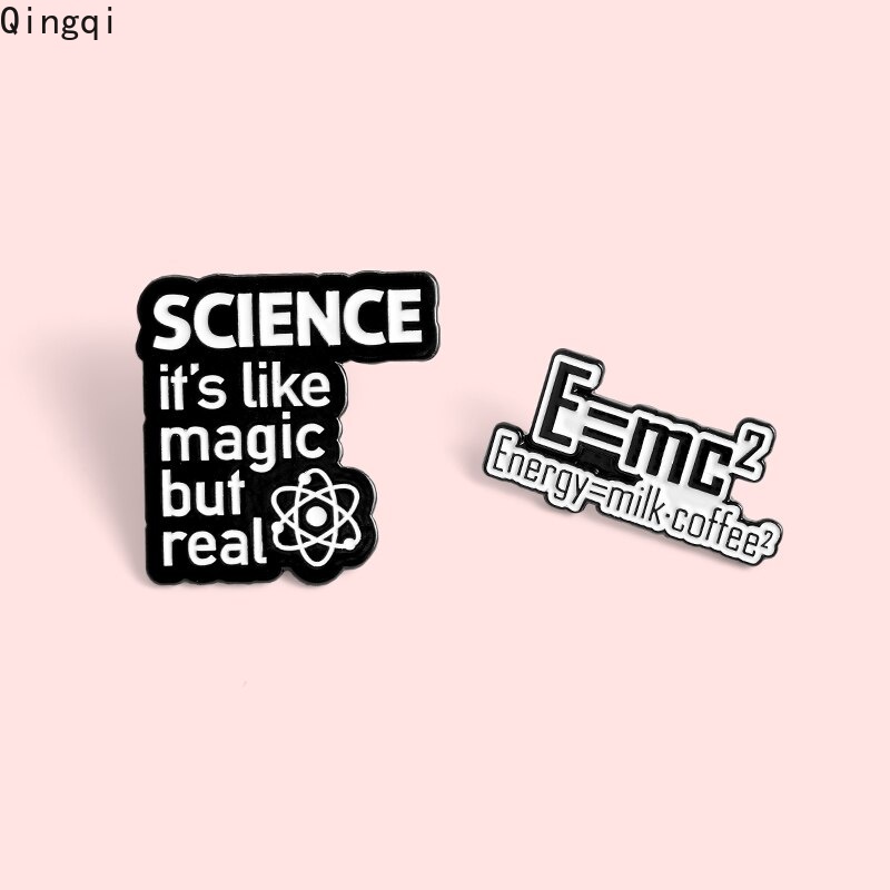 Ghim cài áo Miss Zoe hình chữ Science It's Like Magic But Real/ E=mc2 vui nhộn sáng tạo