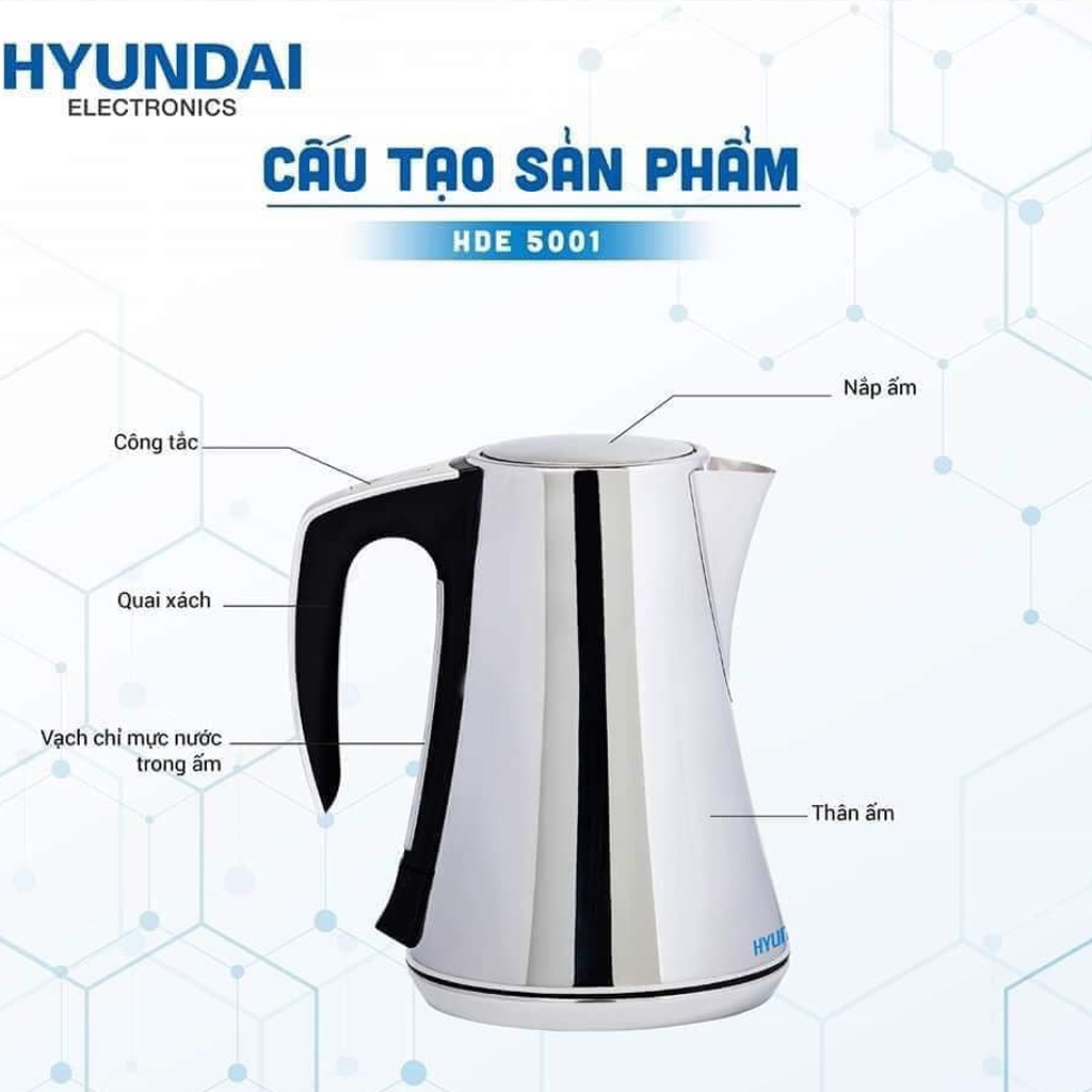 Ấm Đun Điện Tử  HYUNDAI HDE 5001S, Dung Tích 1.7L