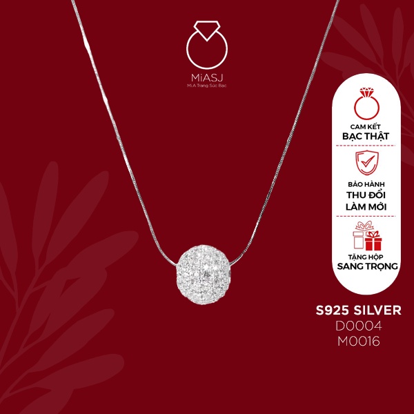 Dây chuyền nữ bạc Ý S925 MiASJ mặt đá CZ hình tim cao cấp siêu sáng M0016/M0115/M0015
