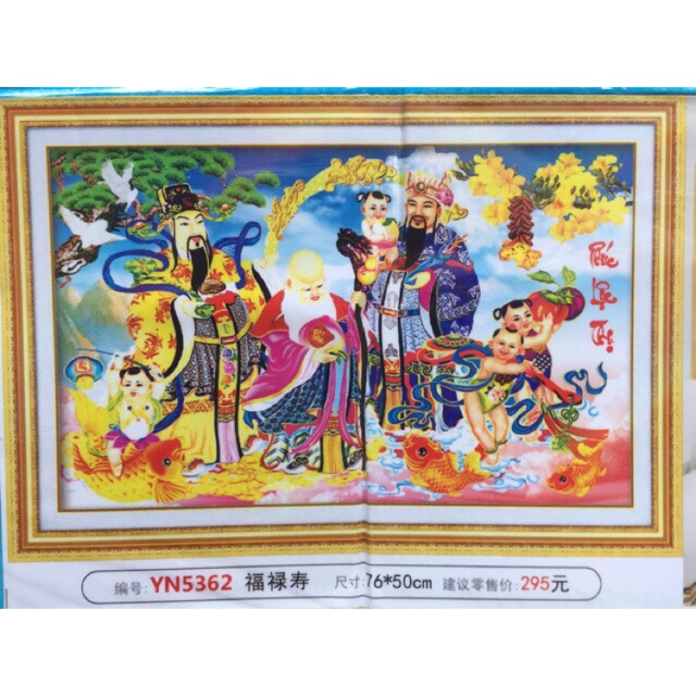 Tranh đính đá Phúc Lộc Thọ YN5362 (76x50) chưa đính